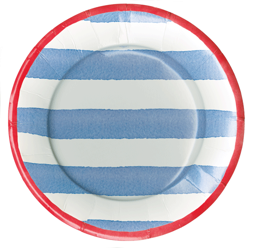 Salad/Dessert Plate - Cafe Stripe Blue/Red