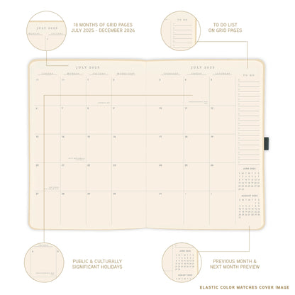 18-Month Vegan Leather Planner - Typographic