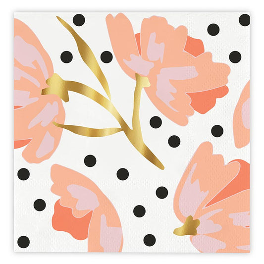 Beverage Napkin - Gold Foil - Floral