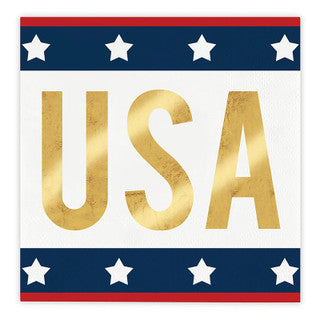 Beverage Napkin - Gold Foil - USA