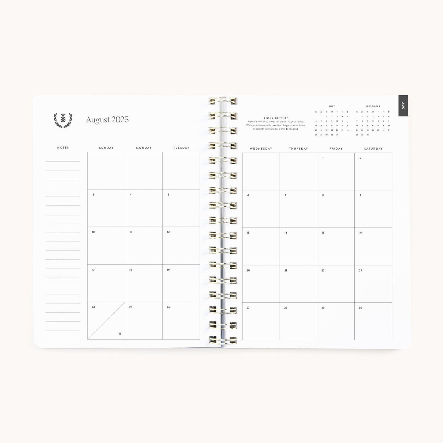 2025-2026 Softcover Weekly Simplified Planner - Ivory