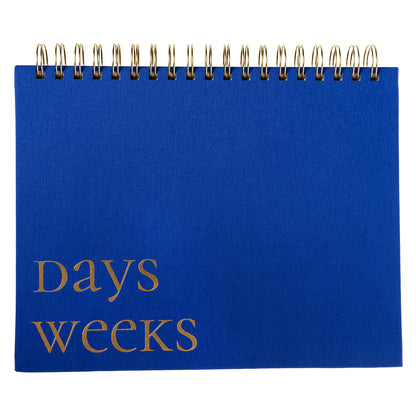 Fabric-Covered Spiral  Weekly Desk Pad - Cobalt Blue