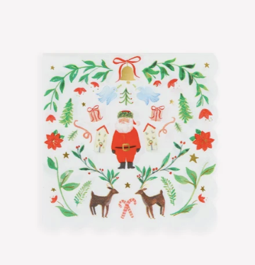 Foliage Santa Small Napkins