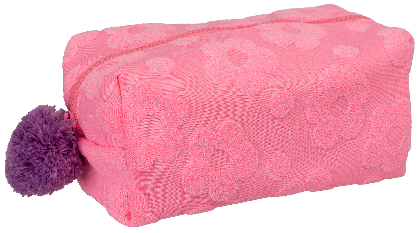 Terry Cloth Dopp Kit - Pink Daises