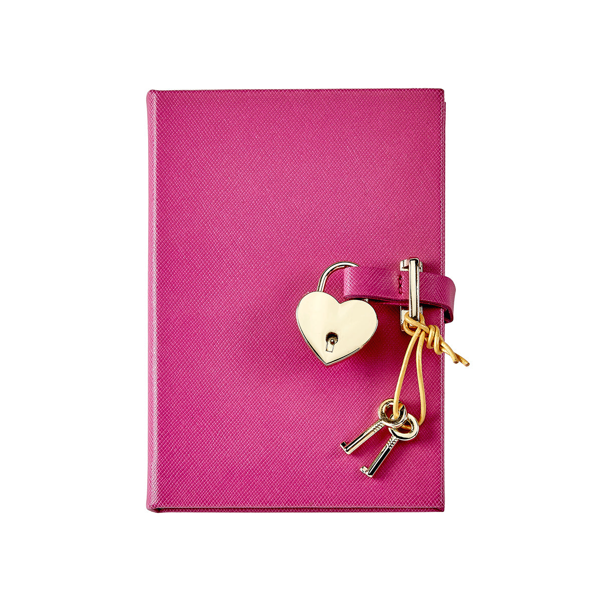 Heart Lock Diary - Pink Leather