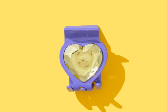 Gemstone Claw Clip - Purple Yellow Heart