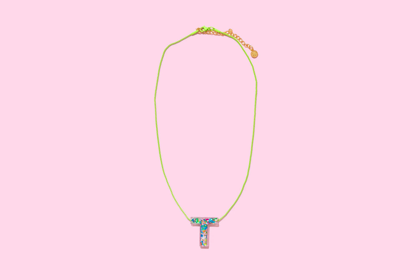 Colorful Confetti Initial Necklace - T