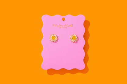 Stud Earrings - Caroline Flower Yellow