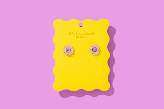 Stud Earrings - Caroline Flower Purple