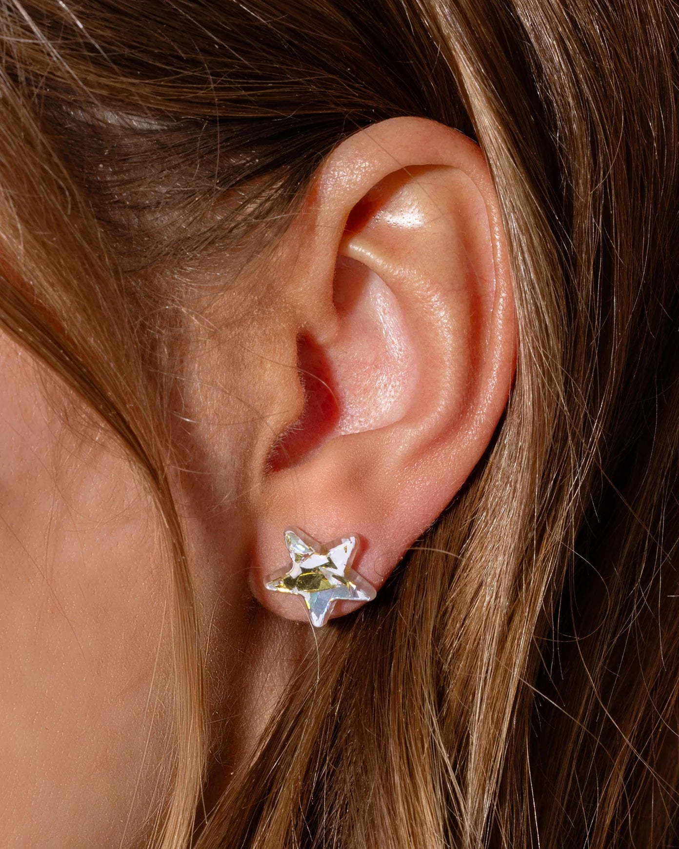 Stud Earrings - Acrylic Stars Gold and Silver Confetti