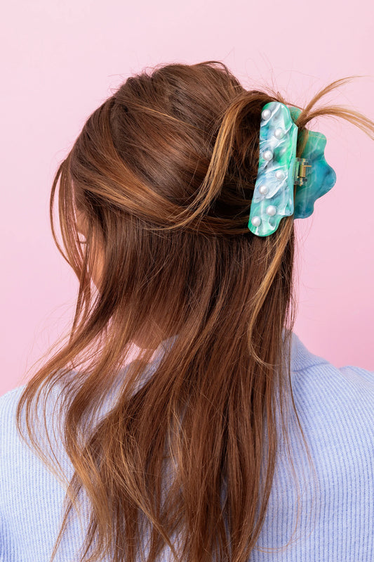 Claw Clip - Turquoise + Pearl
