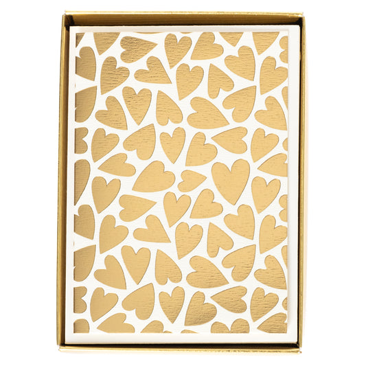 Gold Hearts Boxed Cards