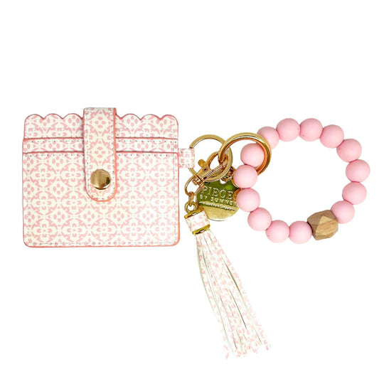 Keychain Wristlet Wallet - Porto Tiles Blush