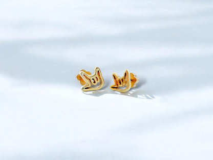 Tiny Stud Earrings - I Love You