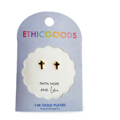 Tiny Stud Earrings - Cross