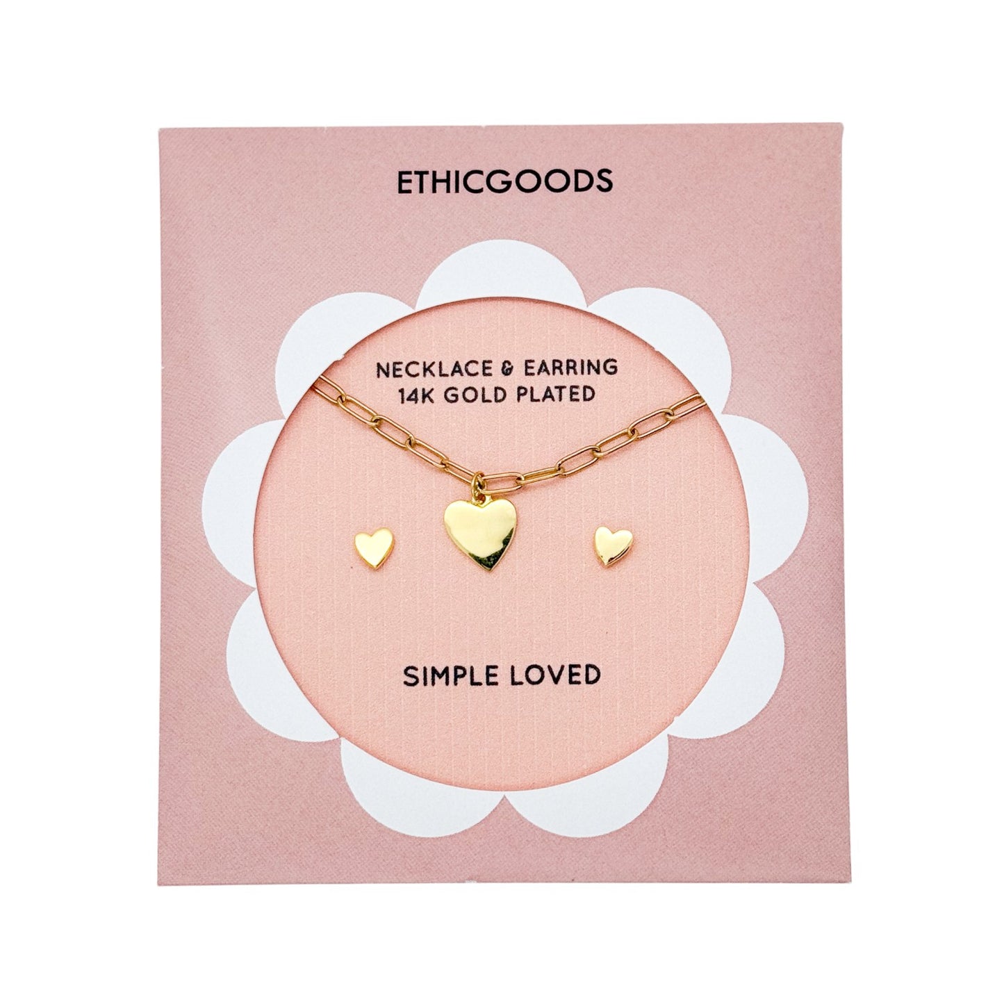 Kids Necklace & Earrings Set - Gold Hearts