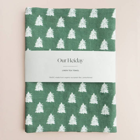 Evergreen Spruce Linen Tea Towel
