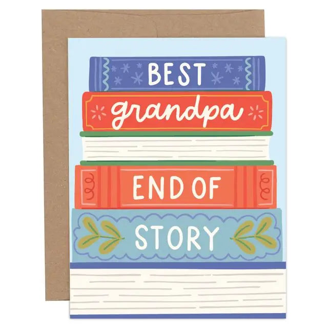 Best Grandpa Book Stack Greeting Card