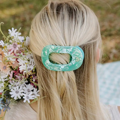 Medium Flat Round Hair Clip - Spring Splash