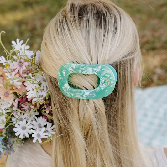 Medium Flat Round Hair Clip - Spring Splash