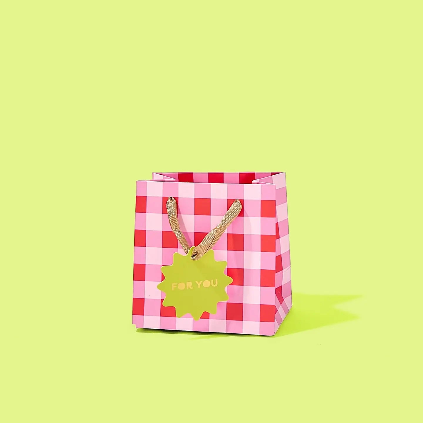 Red + Pink Gingham Gift Bag S