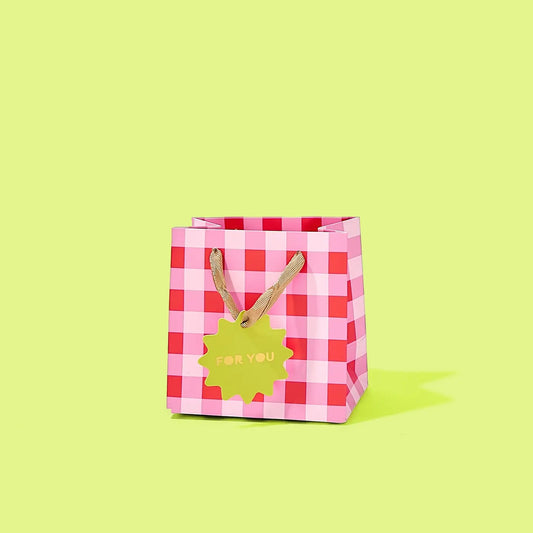 Red + Pink Gingham Gift Bag S