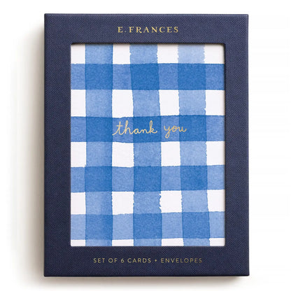 Boxed Cards -   Blue Gingham Thank You