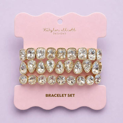Enamel Stretch Bracelet Set - Clear
