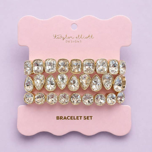 Enamel Stretch Bracelet Set - Clear