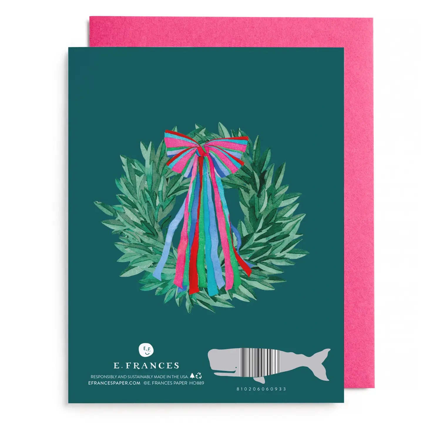Greeting Card - Colorful Bow Wreath