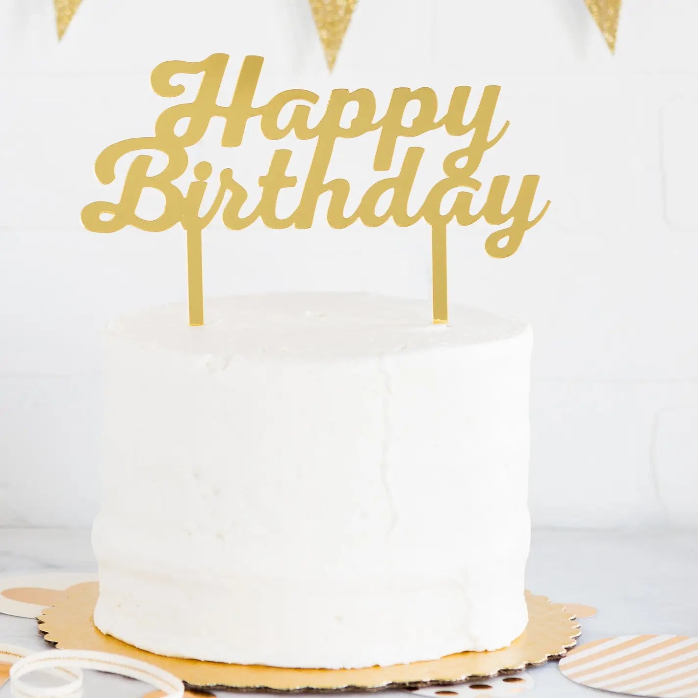 Happy Birthday Gold Cake Topper