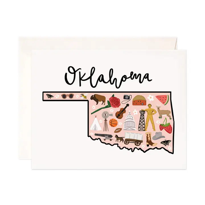 Oklahoma State Map Greeting Cards Set