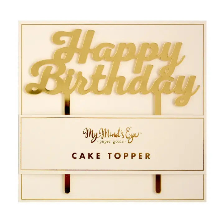 Happy Birthday Gold Cake Topper