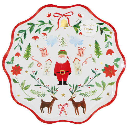 Foliage Santa Dinner Plates
