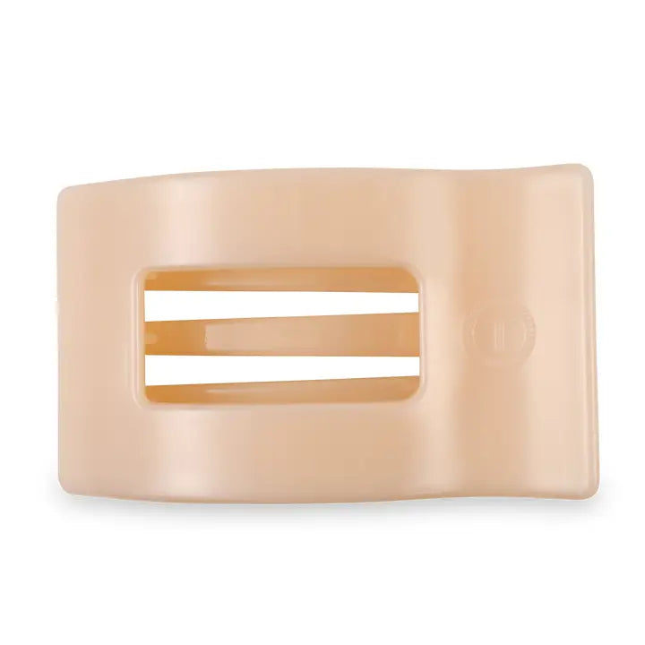 Large Flat Rectangle Hair Clip - Almond Beige