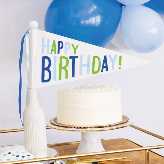Blue Happy Birthday Felt Pennant Banner
