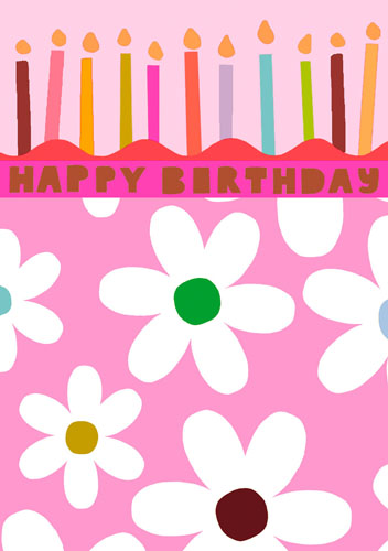 Greeting Card - Candle and Daisies Birthday