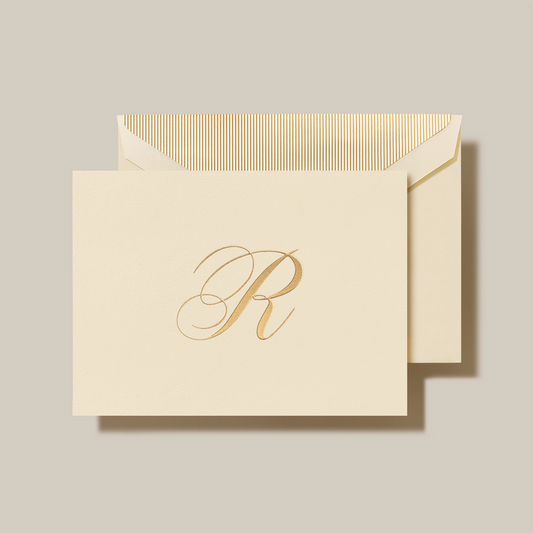 Engraved "R" Initial Note - Gold
