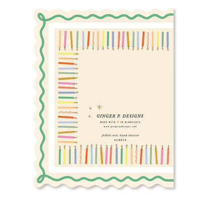 Birthday Cake and Candles Scallop Greeting Card
