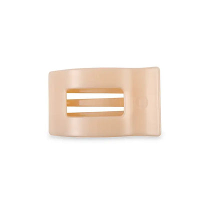 Small Flat Rectangle Hair Clip - Almond Beige
