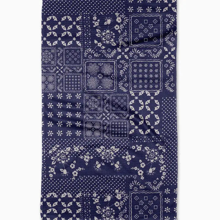 Blossoming Bandanna Blue Tea Towel