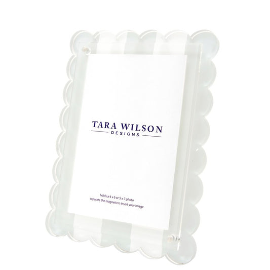 Picture Frame - Scalloped - Gray & White Stripe