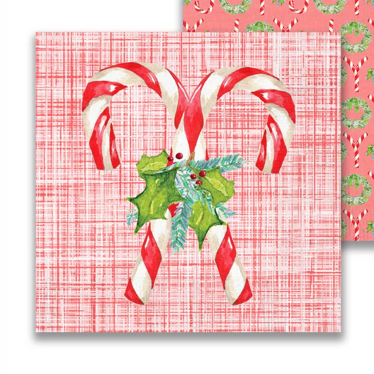 Cocktail Napkin -   Candy Canes with Greens