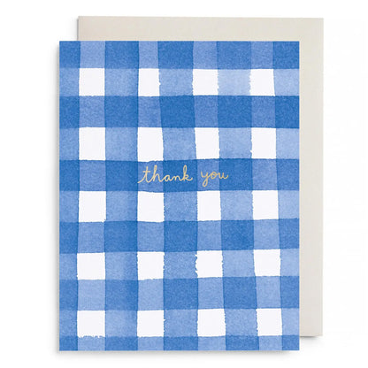 Boxed Cards -   Blue Gingham Thank You