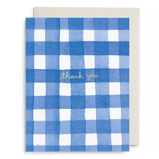 Boxed Cards -   Blue Gingham Thank You