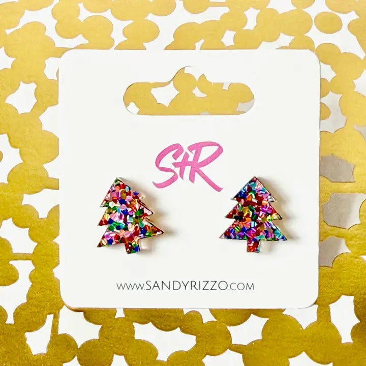 Stud Earrings - Confetti Dot Christmas Tree