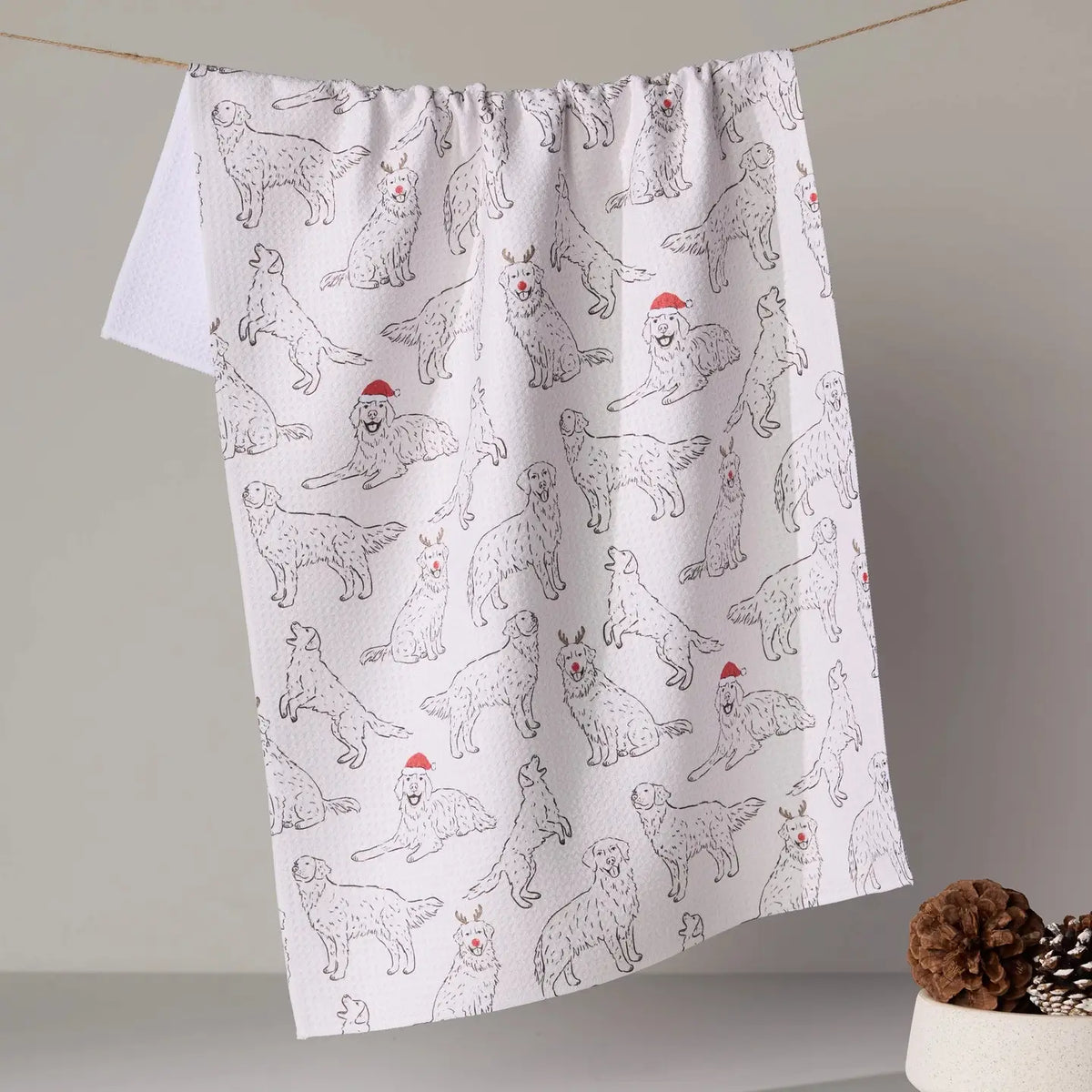 Festive Goldens Tea Towel
