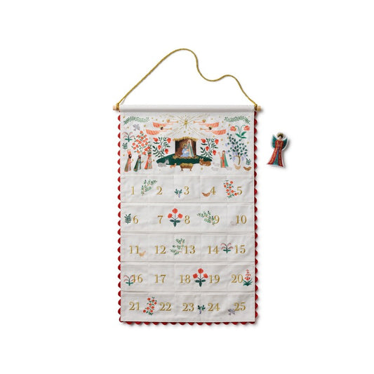 Nativity Embroidered Hanging Advent Calendar