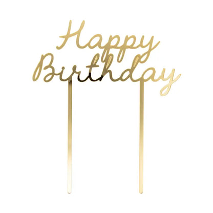 Gold Acrylic Happy Birthday Cake Topper