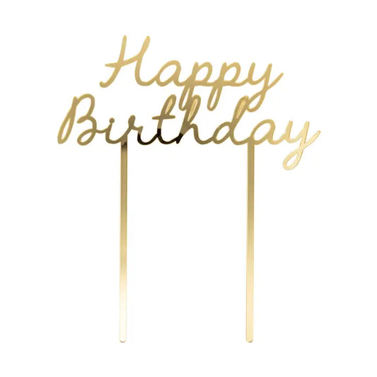 Gold Acrylic Happy Birthday Cake Topper